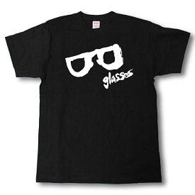 glasses メガネ　筆で書いた文字Tシャツ