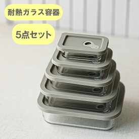 耐熱ガラス 保存容器 長方形 フードストッカー 5種セット 5点セット ストッカー コンテナ シリコン蓋 シリコンキャップ 離乳食 煮沸消毒 おしゃれ で かわいい 感性 キッチン ブランド Dr.HOWS ( ドクターハウス ) MODAM（モダム）　DR10