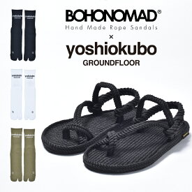 yoshio kubo ヨシオクボ BOHONOMAD ボホノマド HAWAII ハワイ ビーチサンダル メンズ おしゃれ 脱げない サンダル ブランド 大人 黒 つっかけ かかと あり トングサンダル ロープサンダル 足袋ソックス 付き ぺたんこ サステナブル 速乾 軽い 軽量 ブラック 2025 秋 秋冬 冬