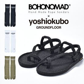 yoshio kubo ヨシオクボ BOHONOMAD ボホノマド HAWAII ハワイ ビーチサンダル メンズ おしゃれ 脱げない サンダル ブランド 大人 黒 つっかけ かかと あり トングサンダル ロープサンダル 足袋ソックス 付き ぺたんこ サステナブル 速乾 軽い 軽量 ブラック 2024 春 春夏 夏