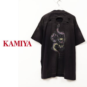 KMY SNAKE Distressed Tee KAMIYA �J�~�� G14TS080 t�V���c �����Y ���f�B�[�X ���� ������� ���� ���킢�� �u�����h �� ��100�� ������� �傫���T�C�Y �J�W���A�� �X�l�[�N �� �v�����g �_���[�W���H 