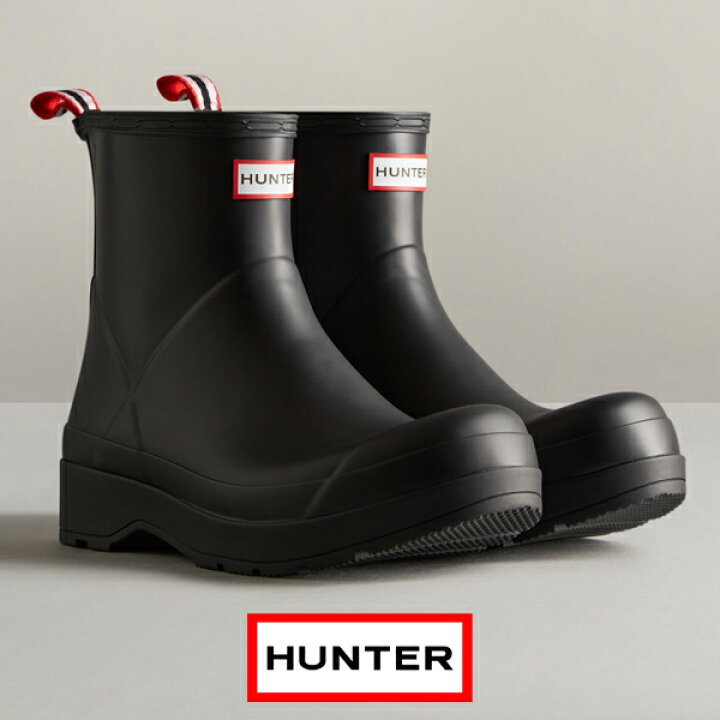 楽天市場 ハンター レインブーツ メンズ ショート ブランド Hunter おしゃれ 長靴 オリジナル プレイ ショートブーツ ラバーブーツ ヒール カジュアルシューズ レギュラーフィット 梅雨 防水 通勤 通学 ブラック 黒 靴 Original Play Boots Short Mfs90rma 22 春 春