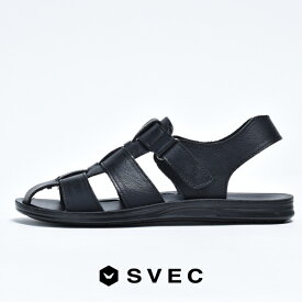 グルカサンダル サンダル メンズ おしゃれ ブランド SVEC シュベック カメサンダル コンフォートサンダル ストラップサンダル ベルクロサンダル つっかけ 履きやすい 歩きやすい ベルクロ フラット カジュアルシューズ ブラック 黒 シューズ 靴 くつ 2026 春 春夏 夏