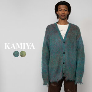 Kasuri Mohair Cardigan G11CD030 �u�����h KAMIYA �J�~�� �J�[�f�B�K�� �����Y ���f�B�[�X ���� ������� ������� ���� ���킢�� ���w�A �J�W���A�� �_���[�W���H �O���[�� �� �C�G���[ ���F 2026 �~ 