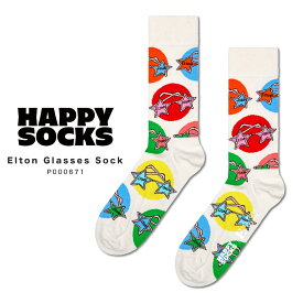 happy socks ハッピーソックス elton john エルトンジョン コラボ 靴下 レディース メンズ おしゃれ ブランド かわいい クルー丈 ミドル丈 ソックス くつ下 可愛い 綿 コットン 綿混 カジュアル ビジネス 派手 総柄 Elton Glasses Sock P000671 2024 春 春夏 夏