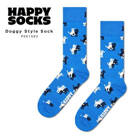 happy socks ハッピーソックス ギフト Doggy Style Sock P001583 靴下 レディース メンズ おしゃれ ブランド かわいい ビジネス ソックス スニーカー クルー丈 くつ下 可愛い 綿混 カジュアル 犬 ドッグ 総柄 ブルー 青 プレゼント 誕生日 2025 秋 秋冬 冬