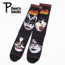 Perri's Socks ペリーズソックス KISS Painted Faces Socks キッス 靴下 メンズ ブランド おしゃれ ソックス 派手 くつ下 ロゴ ワンポイント ロングソックス ハイソックス 厚手 長い 長め バンド 柄 総柄 ブラック 黒 2025 秋 秋冬 冬