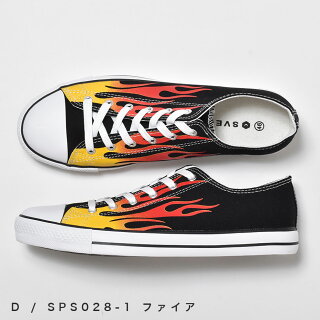 スニーカーメンズローカットキャンバススニーカーカジュアルシューズレースアップシューズウォーキングシューズSVECシュベックSPS028-1ホワイト白ブラック黒レッド赤ネイビー紺青ファイヤーパターンキャンバス帆布メンズスニーカーおしゃれ2019春夏