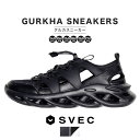 スニーカー メンズ 白 黒 おしゃれ 大人 かっこいい きれいめ ブランド SVEC シュベック 結ばない 靴紐 スニーカーサンダル 厚底 厚底スニーカー グルカスニーカー グルカサンダル 軽量 軽い 通気性 メッシュ 涼しい ブラック ホワイト 靴 シューズ 2025 春 春夏 夏