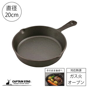 キャプテンスタッグ スキレット 鉄 フライパン 20cm シーズニング不要 アウトドア キャンプ バーベキュー UG-3028 防災グッズ 防災用品