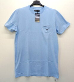 メンズ エンポリオ アルマーニ ワンポイント ポケット Tシャツ ライトブルー L