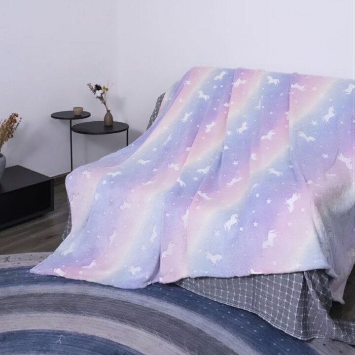 【数量限定】光る ユニコーン 75cm×100cm ブランケット 毛布 お昼寝 ベビー キッズ プレゼント お誕生日 お祝い 女の子 ベッド 布団 寝具 お布団 子供部屋 掛け布団 ソファーカバー ピンク パステル かわいい 可愛い | TTショップ楽天市場店