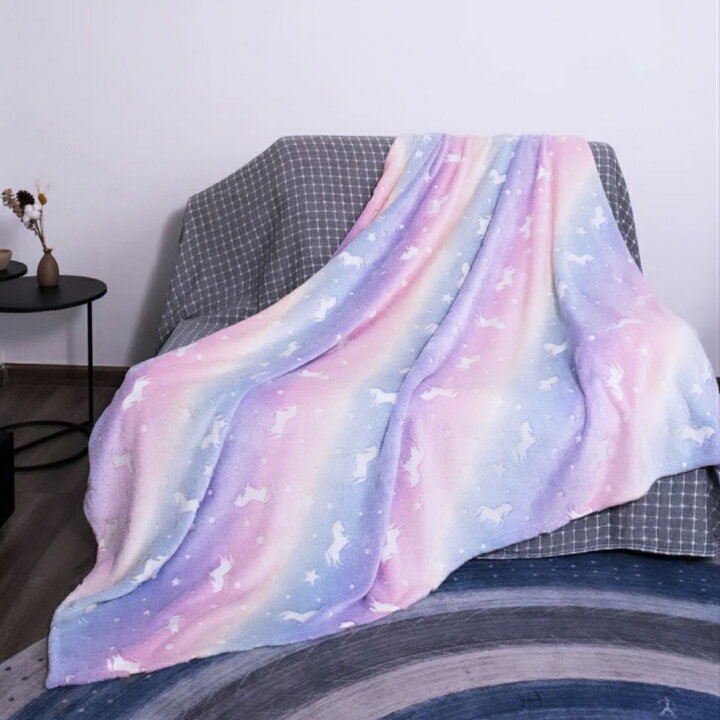 【数量限定】光る ユニコーン 75cm×100cm ブランケット 毛布 お昼寝 ベビー キッズ プレゼント お誕生日 お祝い 女の子 ベッド 布団 寝具 お布団 子供部屋 掛け布団 ソファーカバー ピンク パステル かわいい 可愛い | TTショップ楽天市場店