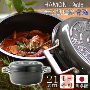 HAMON 無水両手鍋青墨 21cm ガス火専用 フライパン キッチン用品 調理器具 キッチン雑貨 川端滝三郎商店