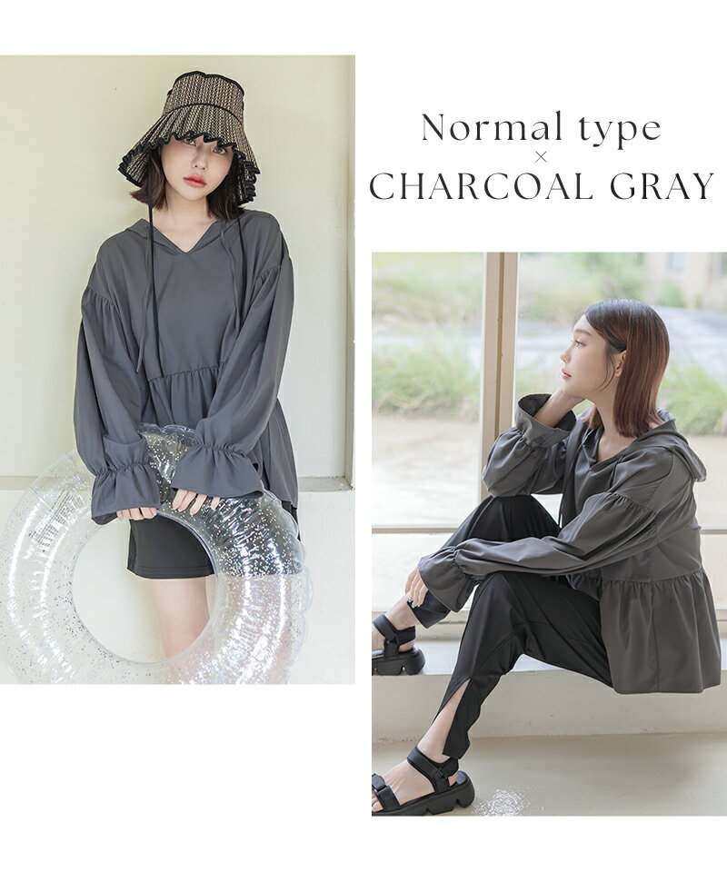 水陸両用フリルラッシュガード上下セット日焼け防止水着ラッシュガードレディースフード付き長袖速乾ママ水着体型カバー二の腕ウエストお尻太ももカバー露出控えめ20代30代40代50代【tu-hacci】