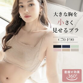 【最大20％OFFクーポン】胸を小さく見せるブラ 下着《スリムシルエットブラ》大きいサイズ ブラジャー 脇高 着痩せ ブラ 胸が小さく見えるブラ 大きな胸 小さく見せる ブラジャー 補正下着 さらしブラ CDEFカップ 送料無料【ブラ単品】【tu-hacci】