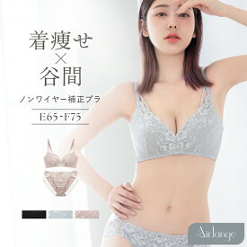 《エアランジュ》セラフィーナブラ&ショーツ大きいサイズ ノンワイヤー 着痩せ 脇高 補正 盛り 谷間 細見え モールドカップ バストメイク ブラジャー レース 下着 上下セット【グラマーサイズ】【tu-hacci】