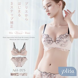 《Pliea》deuxフローラチュチュブラ&ショーツセット 上下セット ブラ ショーツ 補正 脇高 ブラジャー ふっくら 丸胸 チュール レース レディースインナー ツーハッチ【tu-hacci】
