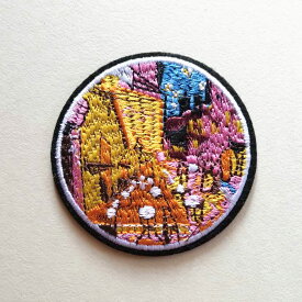 ゴッホ「夜のカフェテラス」ワッペン/アイロン糊付き/名画/刺繍/手芸