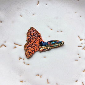 グッピーのワッペン/熱帯魚/お魚/刺繍/手芸