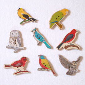 【5個セット】小鳥の木製ボタン/鳥/アクセサリーパーツ/手芸/クラフト/DIY