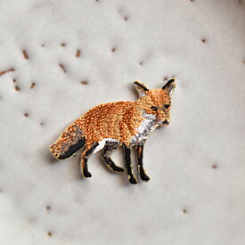 キツネのワッペン/狐/動物/アイロン糊付き/刺繍/手芸