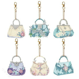 ダイヤモンドアート キーホルダー 6枚セット 初心者向け 手芸キット DIY インテリア 趣味 ハンドメイド 子供大人向け かわいい 簡単 夢中 収納箱付き 贈り物 癒し 手作り アクセサリー 光る きらめき 作品 集中力 クリエイティブ 便利 おしゃれ 6種セット 刺繍キット 体