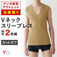 【在庫限り】グンゼ直営アウトレット Vネック スリーブレス 2枚セット 年間 カットオフ メンズ YG