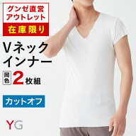 【在庫限り】グンゼ直営アウトレット Vネックインナー 2枚セット 春夏 カットオフ メンズ YG セール GUNZE