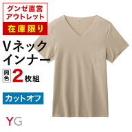 【在庫限り】グンゼ直営アウトレット Vネックインナー 2枚セット 春夏 カットオフ メンズ YG セール GUNZE