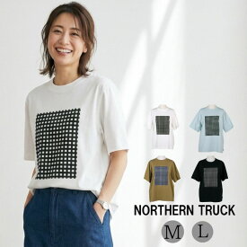 ギンガムチェック プリント プルオーバー レディース クルーネック Tシャツ ノーザントラック ノースオブジェクト NORTHERNTRUCK ゆったり トップス 大きいサイズ 大人 可愛い ナチュラル カジュアル 秋服 冬服 [M便 1/1]