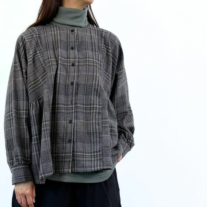 楽天市場】【ｽｰﾊﾟｰSALE20％OFF】 ネル フレア切替 ノーカラー ブラウス 