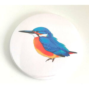 カワセミ 鏡 翡翠 野鳥 グッズ Kingfisher 缶ミラー ハンドミラー illustration mirror