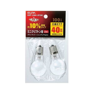 【送料無料】ELPA ミニクリプトン球 GKP-L36H-2P(W)