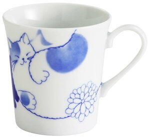 【送料無料】セラミック藍 のほほん猫マグカップ そら 23190