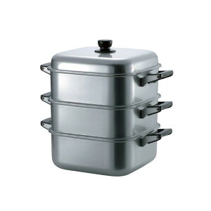 【送料無料】 アカオアルミ アルマイト 角型蒸器(二段型) 28cm AD1106