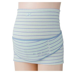 【送料無料】犬印 ふわふわパイルボーダー妊婦帯 M サックス HB8169