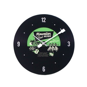 【送料無料】ガラスウォールクロック ハワイアンレコード グリーン CL056296