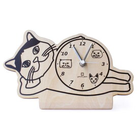 【送料無料】stand clock -CATS- スタンド型キャッツクロック 置時計 ブリティッシュショートヘア YK19-104