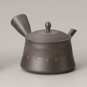 【送料無料】玉光黒切立松皮印花急須 220cc Y-231