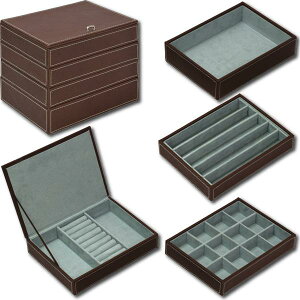 【送料無料】ユーパワー 4段ジュエリーボックス ブラウン YB-05002