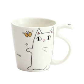 【送料無料】にゃん屋 猫3兄弟 しっぽマグカップ shiro 13010