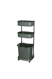 【送料無料】「レクエア」ランドリーバスケット 3段 ダークブラウン