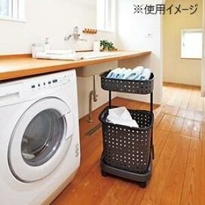 【送料無料】「レクエア」ランドリーバスケット 2段 ダークブラウン