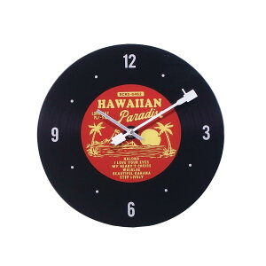 【送料無料】ガラスウォールクロック ハワイアンレコード レッド CL056302