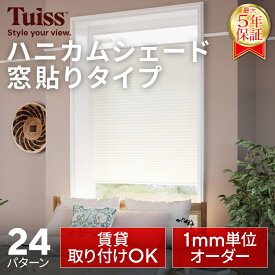 tuiss 窓貼りブラインドカーテン ハニカムシェード オーダーメード 穴あけ不要 賃貸 採光 遮光 遮熱 ホワイト ブラック ベージュ チューイッシュ