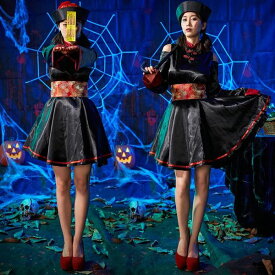 【50円クーポン配布中!】 キョンシー ハロウィン コスプレ 仮装 ゾンビ チャイナ チャイナ服 コスチューム キョンシーガールズ レディース ハロウィンコスプレ ハロウィン衣装 女性用 刺繍 巫女 おばけ 可愛い ワンピー 大人 Halloween おばけ 悪魔 霊幻道士 幽幻道士