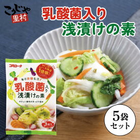 乳酸菌入り 浅漬けの素 60g（20g×3）×5袋 漬物の素 粉 腸活 菌活 発酵食品 乳酸菌 漬け物の素 粉末 浅漬け あっさり漬 乳酸菌漬けの素 白菜漬け きゅうり漬け なす漬け コーセーフーズ コミローナ こうじや里村