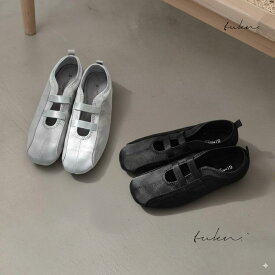 フラットバレエスニーカー サテン風 ストラップ ゴム フラット ローヒール 疲れない チャイナシューズ カンフーシューズ 歩きやすい 履きやすい 可愛い 大人 カジュアル 光沢感 ブラック シルバー 黒 銀 グレー [32028]