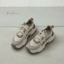 【30%OFFクーポンで6,440円】 厚底 スニーカー レディース 6cmヒール きれいめ 紐 レースアップ ダッドスニーカー 大人 歩きやすい 疲れない 甲高 幅広 ベージュ かわいい おしゃれ 可愛い 通学 通勤 送料無料［26000］